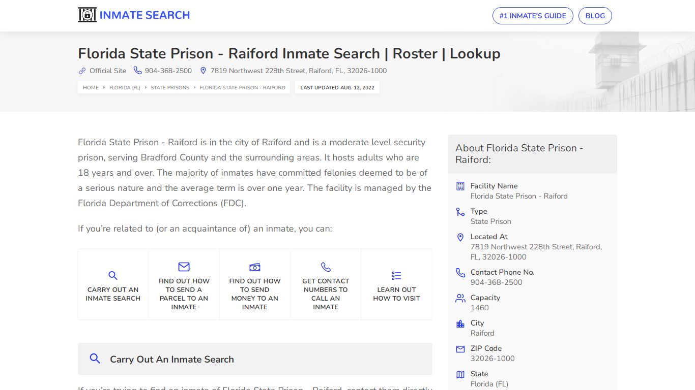 Florida State Prison - Raiford Inmate Search | Roster | Lookup