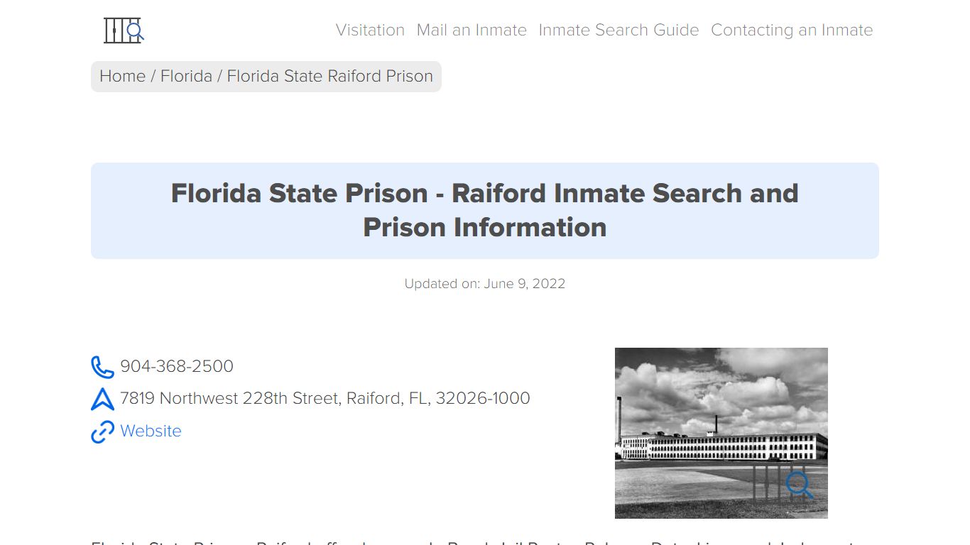 Florida State Prison - Raiford Inmate Search, Visitation ...